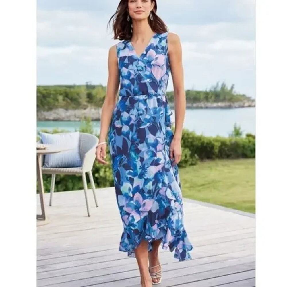 Soft Surroundings Ashlyn Purple Floral Maxi Dress NEW
